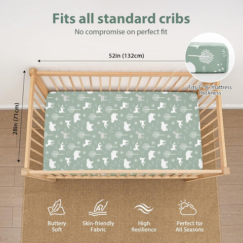 Baby Crib Sheets for Boys, 3 Pack Fitted Crib Sheets Neutral 52”x28”