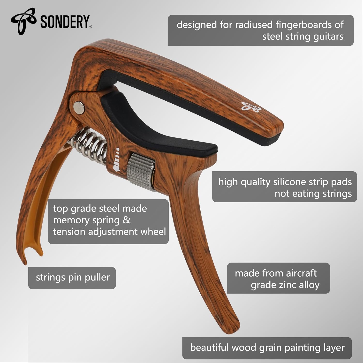 Sondery Adjustable Capo Quick Release for 6 String Acoustic Electric Guitar