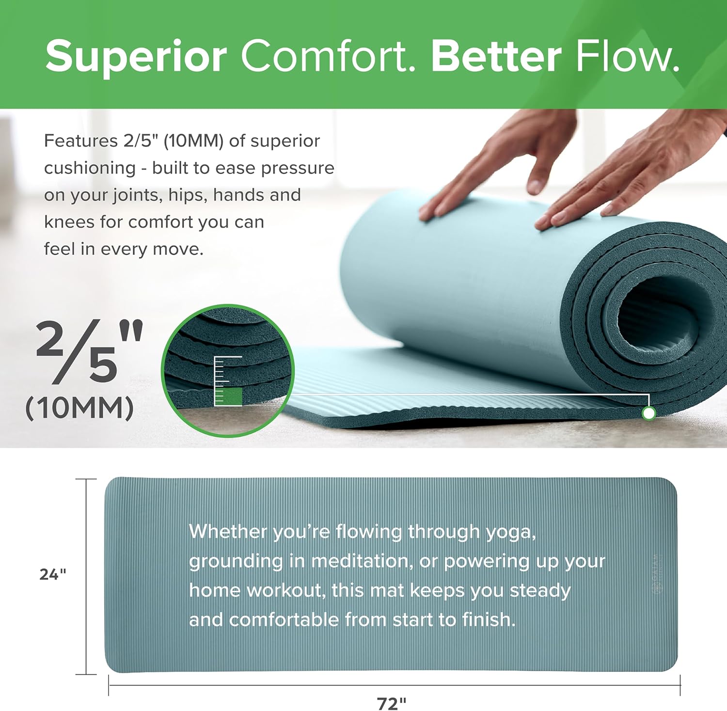 Gaiam Thick Yoga Mat, Exercise & Fitness Mat with Easy-Cinch Carrying Strap