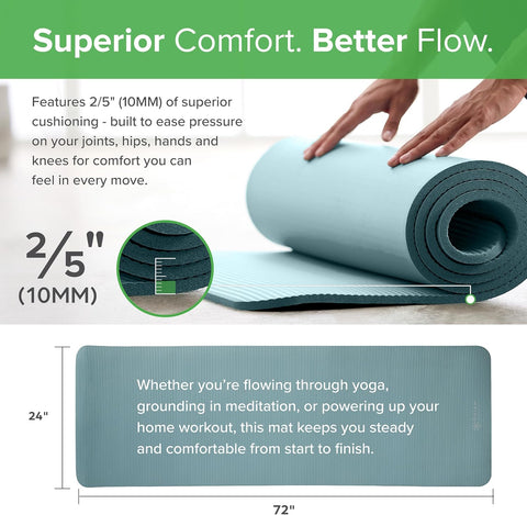 Gaiam Thick Yoga Mat, Exercise & Fitness Mat with Easy-Cinch Carrying Strap