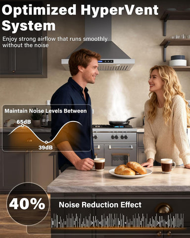30 inch Wall-Mounted Range Hood 900 CFM, Stainless Steel
