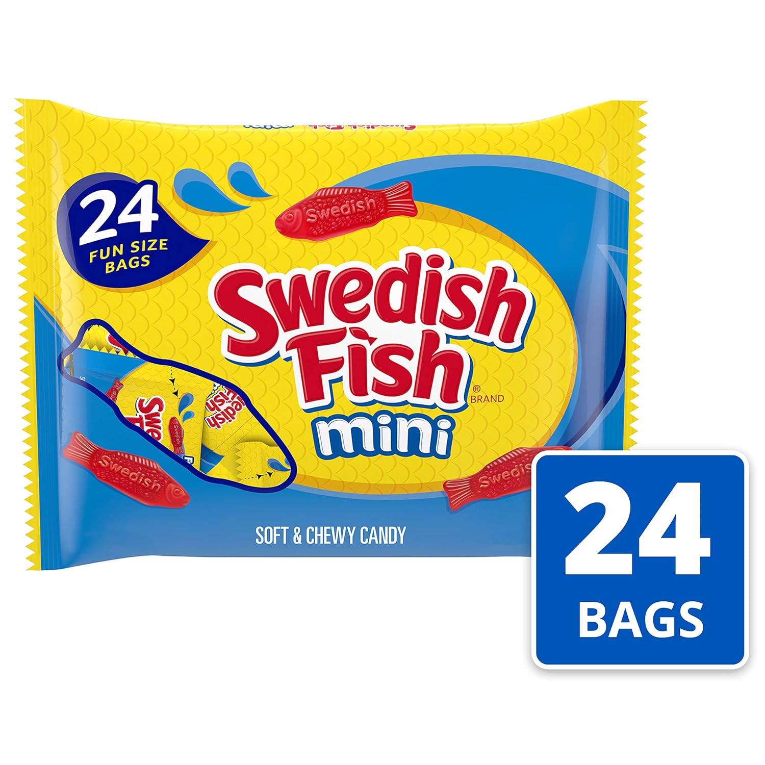 SWEDISH FISH Mini Soft & Chewy Candy, 576 Total Snack Packs (24 Bags)