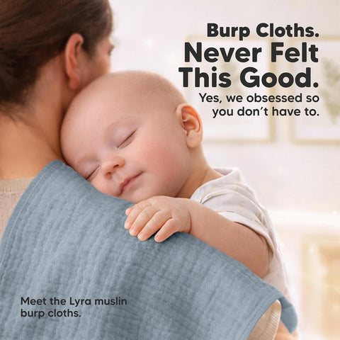 KeaBabies Organic Muslin Burp Cloths Baby Boy, Girl, 10-Pack (Slate)
