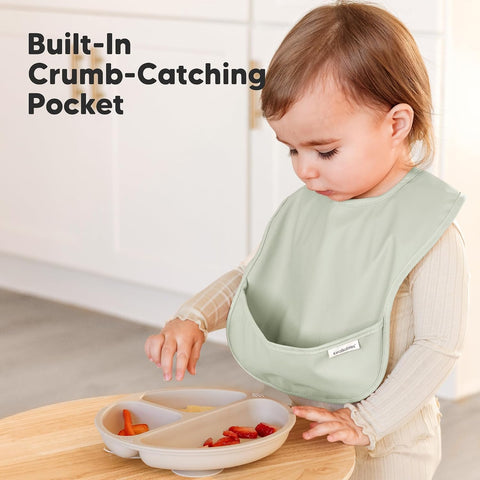 KeaBabies 3-Pack Waterproof Baby Bibs for Eating, Lightweight (Ocean)
