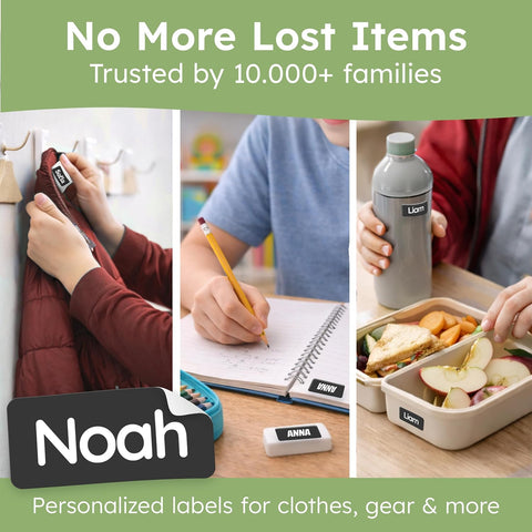 Personalized Universal Name Labels for Kids & Adults - Black [70pcs] - Waterproof Name Stickers for School, Daycare & Clothes - Item & Supplies Name Stickers - Custom Stick On Labels