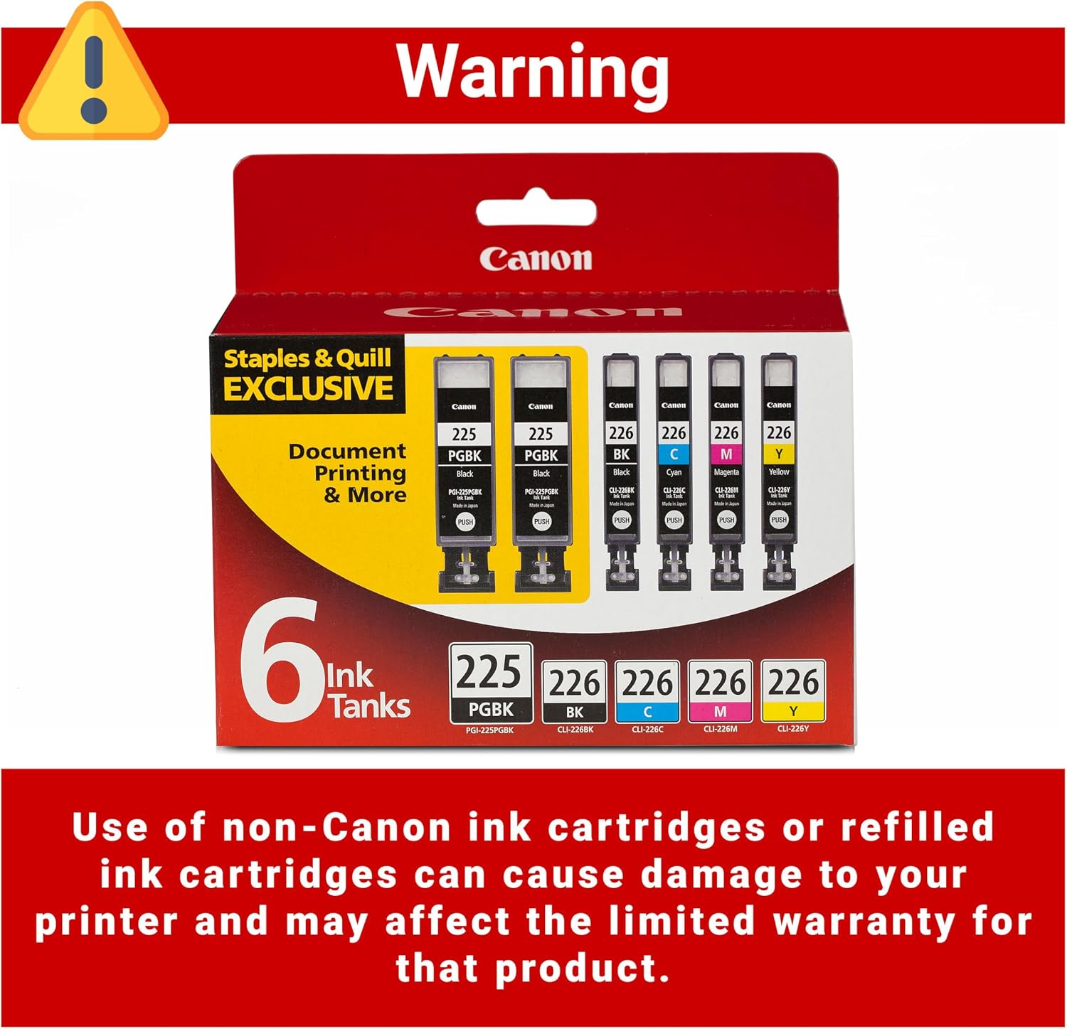 Canon PGI-225/CLI-226 Genuine Six Color Value Pack, Compatible with iP4820, iP4920, iX6520, MG5120, MG5220, MG5320, MG6120, MG6220, MG8120, MG8220, MX712, MX882, and MX892 Printers