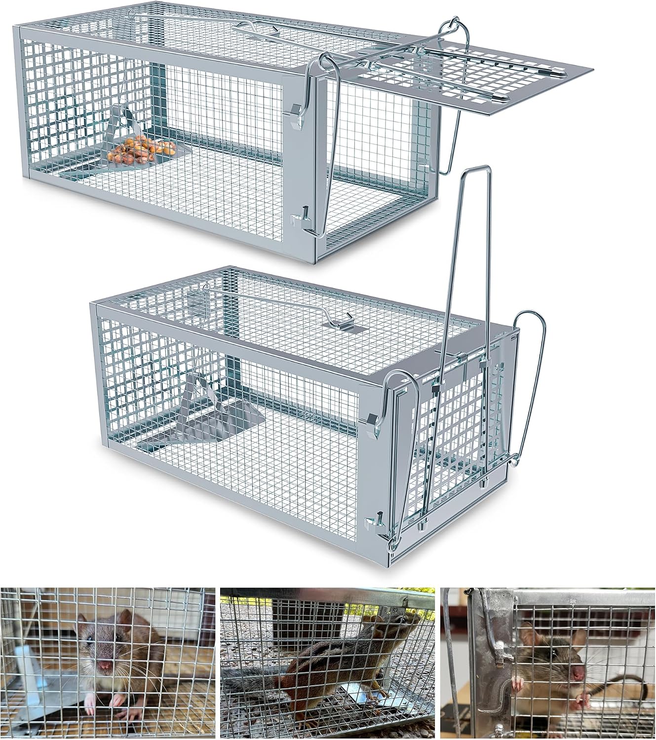 2 Packs Humane Rat Mouse Trap Outdoor Live Animal Cage Indoor & Outdoor