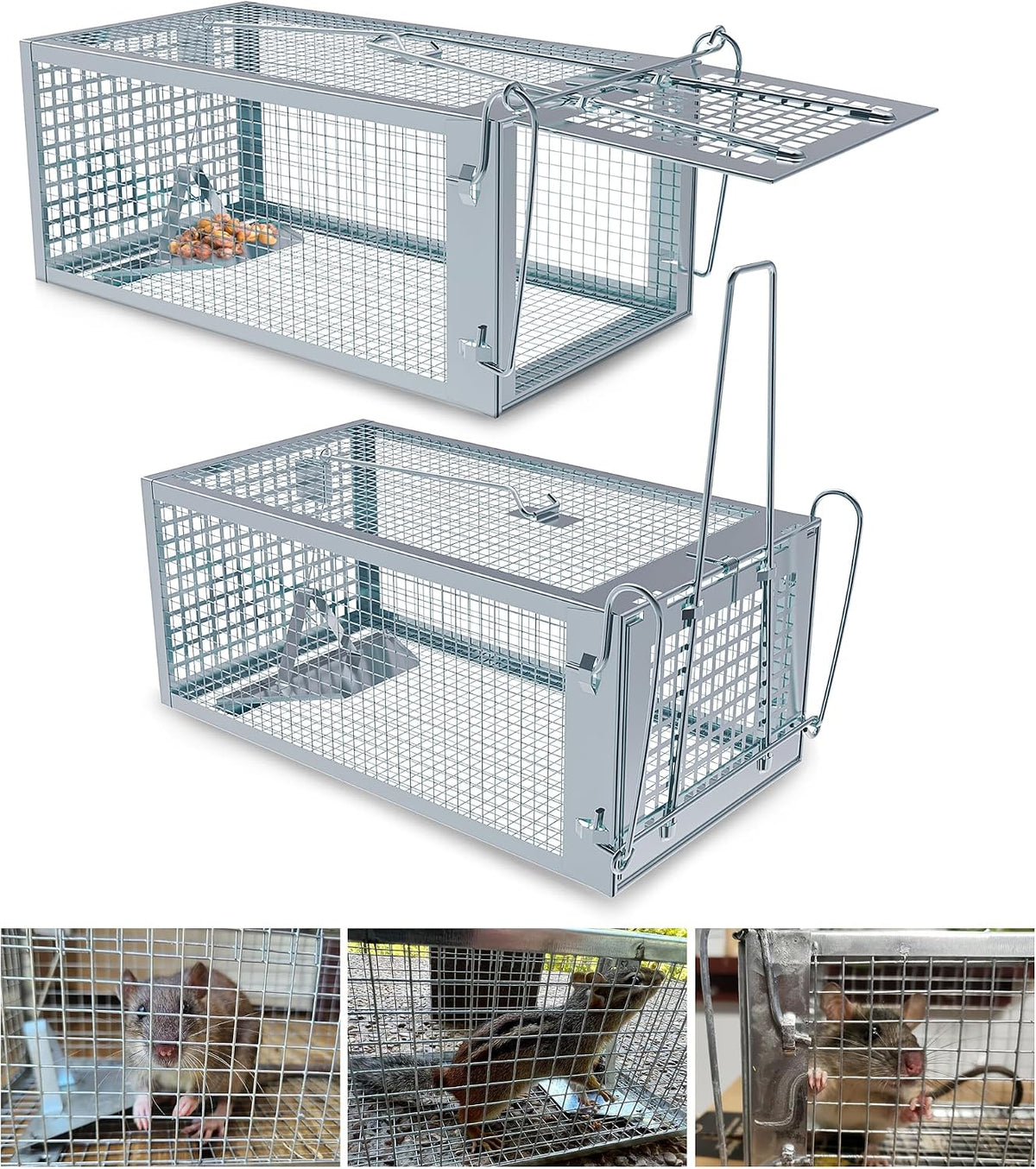 2 Packs Humane Rat Mouse Trap Outdoor Live Animal Cage Indoor & Outdoor