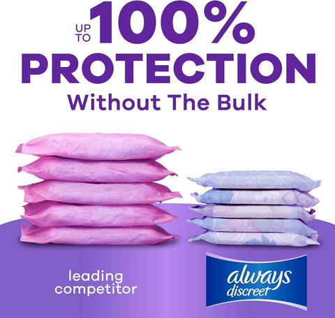 Always Discreet Adult Incontinence Pads for Women, Drier, 4 Drop Long Length, Moderate Absorbency, Pads for Bladder Control Management, Bladder Leaks, & Postpartum Pads, 162ct