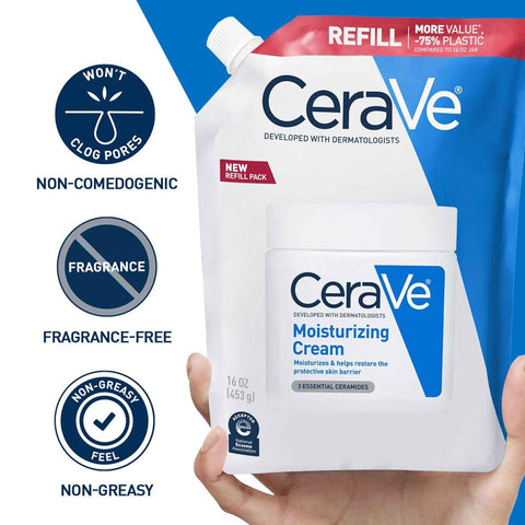 CeraVe Moisturizing Cream, Face & Body Moisturizer, Dry Skin, 16oz Refill