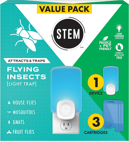 STEM Flying Insect Indoor Trap, UV Light Plug-In, 1 Device + 3 Cartridge