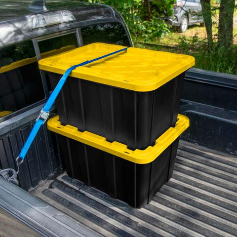 Sterilite Industrial Storage Tote with Lids for Garage, 27 Gallon, 4-Pack