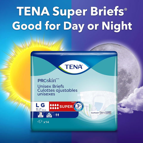 TENA Proskin Super Briefs, Incontinence Adult Diapers, Unisex, Large, 56 ct | Easy to adjust with tabs for a better fit, these briefs offer comfort & reliable absorbency to support everyday care routines