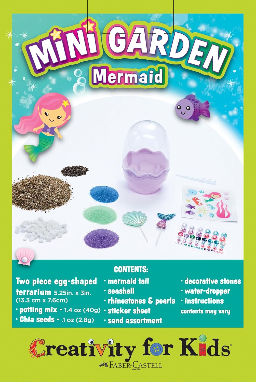 Creativity for Kids Mini Garden: Mermaid Terrarium Kit - Mermaid Gifts for Girls, Crafts and Toys, Stocking Stuffers for Kids (Ages 6+)