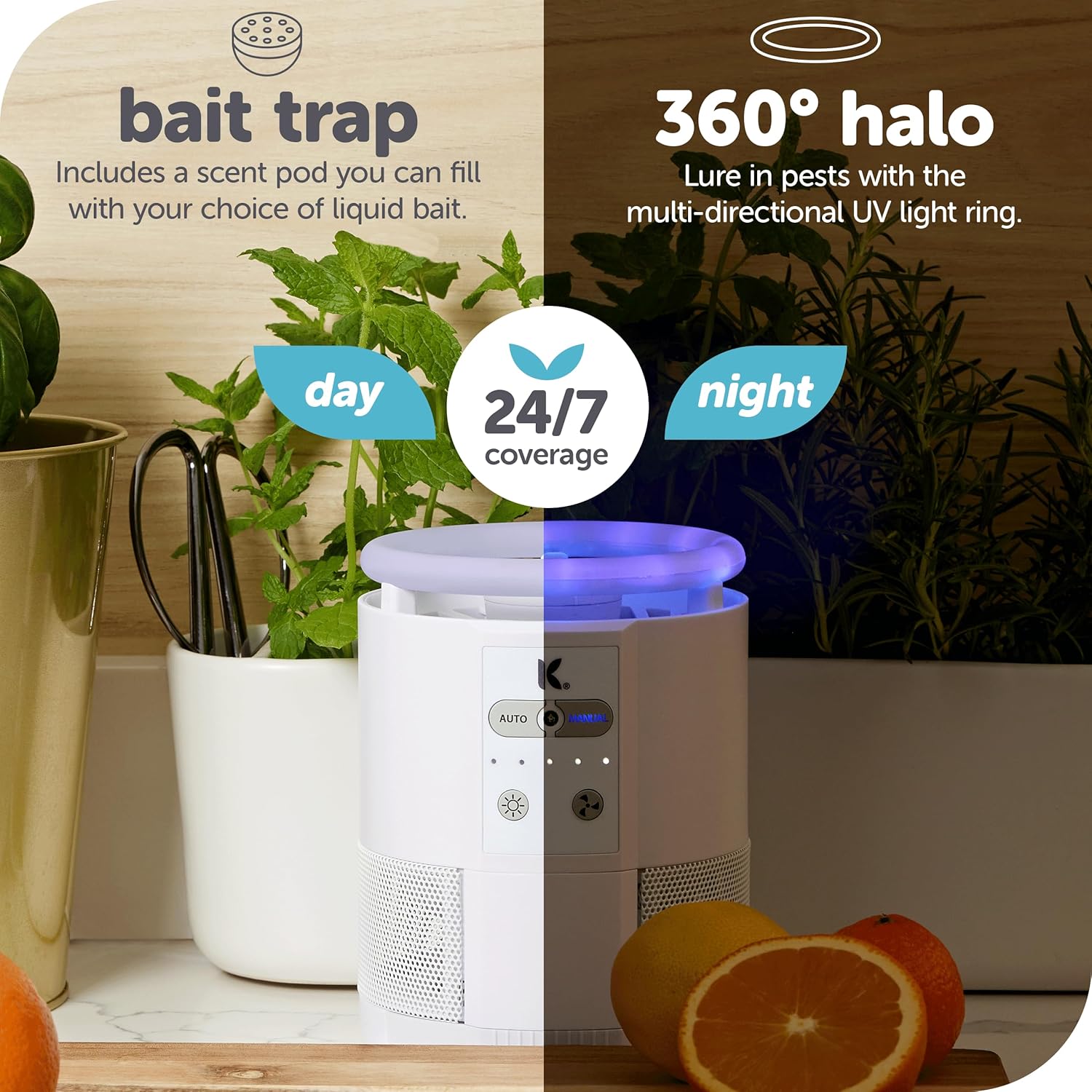 Katchy Duo – Indoor Flying Insect Trap with Scent Pod – Day & Night Effective – Mosquito, Fruit Fly, Gnat & Small Moth Catcher – Non-Zapper Trap with Blue UV Light & Fan Suction (Black)