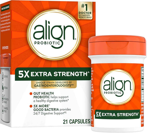 Align Probiotic Extra Strength, Probiotics for Women and Men, #1 Doctor Recommended Brand‡, 5X More Good Bacteria to Help Support a Healthy Digestive System*, 21 Capsules