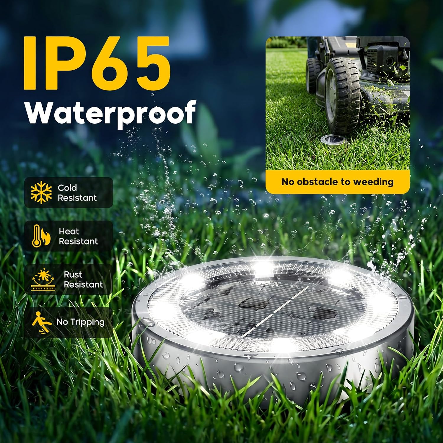 6 Pack Solar Lights Outdoor Waterproof, 8 LED Solar Ground Lights