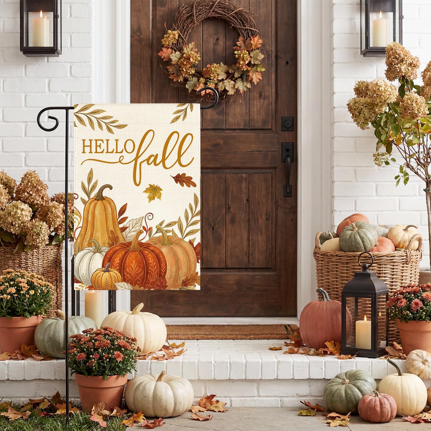 AVOIN colorlife Pumpkins Hello Fall Garden Flag 12x18 Inch for Outside