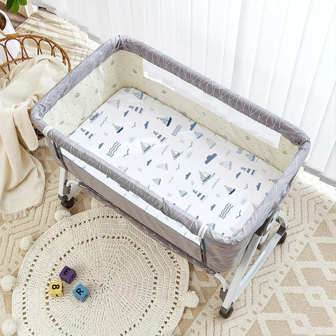 4 Pack Bassinet Sheets - 33"x20" Bedside Bassinet Sheets for Baby Delight, Angelbliss, Fodoss & Most Regular Size Bedside Sleeper | Ultra Soft & Skin Friendly Bassinet Fitted Sheets for Boys Girls