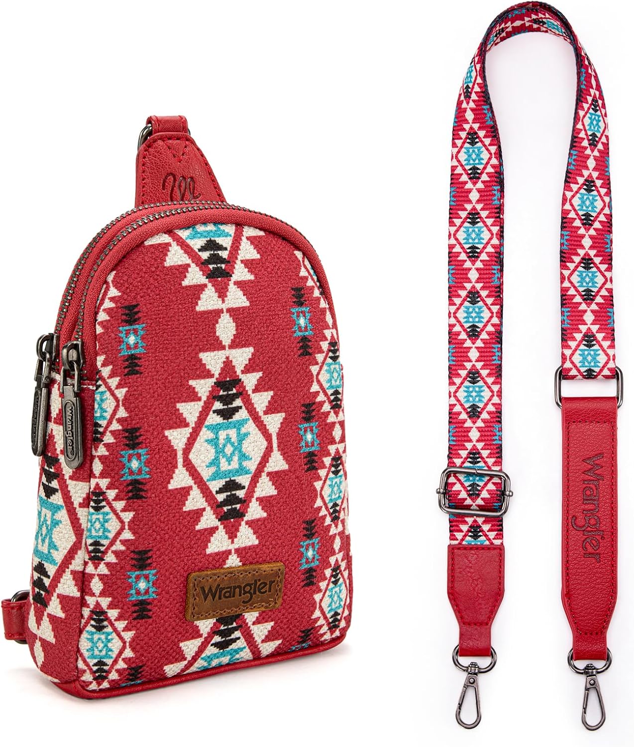 Wrangler Small Sling Bag for Women, Leather Crossbody Bags Cross Body Purse Fanny Packs with Adjustable Strap for Gift