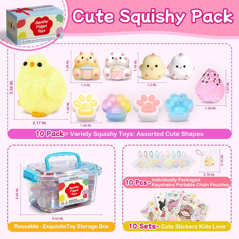 10 Pack Taba Squishy Toys kit with Toy Box-Squeeze Toys Squishy Fun Box