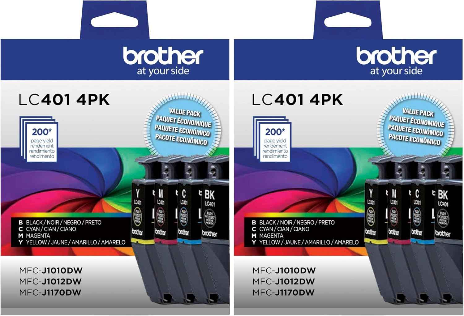 Brother Genuine LC4014PKS Standard Yield 4-Pack Ink Cartridges – Includes 1 Cartridge Each of Black, Cyan, Magenta and Yellow