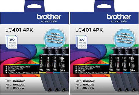 Brother Genuine LC4014PKS Standard Yield 4-Pack Ink Cartridges – Includes 1 Cartridge Each of Black, Cyan, Magenta and Yellow