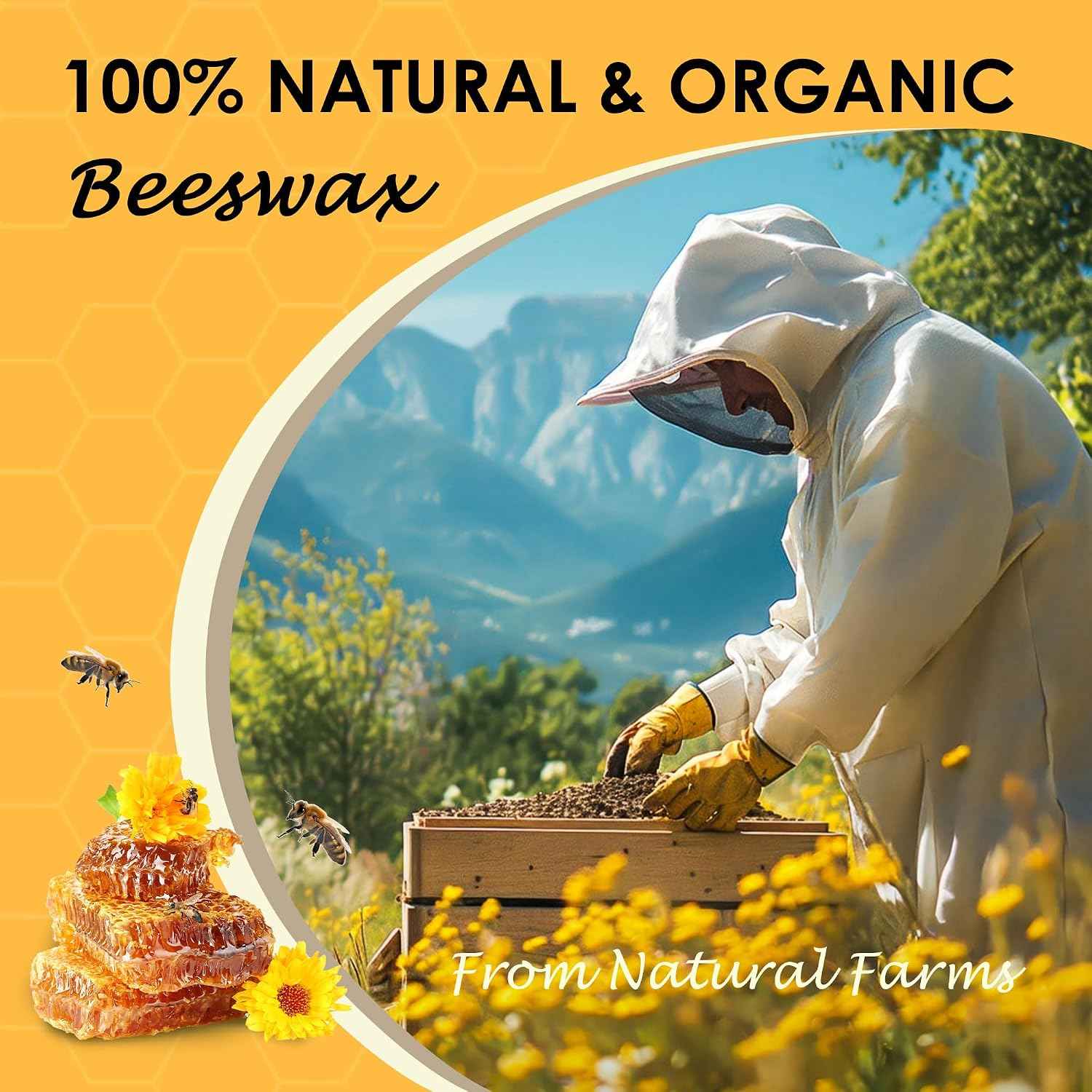 VIPwax Yellow Beeswax Pellets 2LB, Natural Organic Beeswax, Beeswax for Candle Making, Body, Skin Care DIY, Lip Balm and Soap Making Supplies