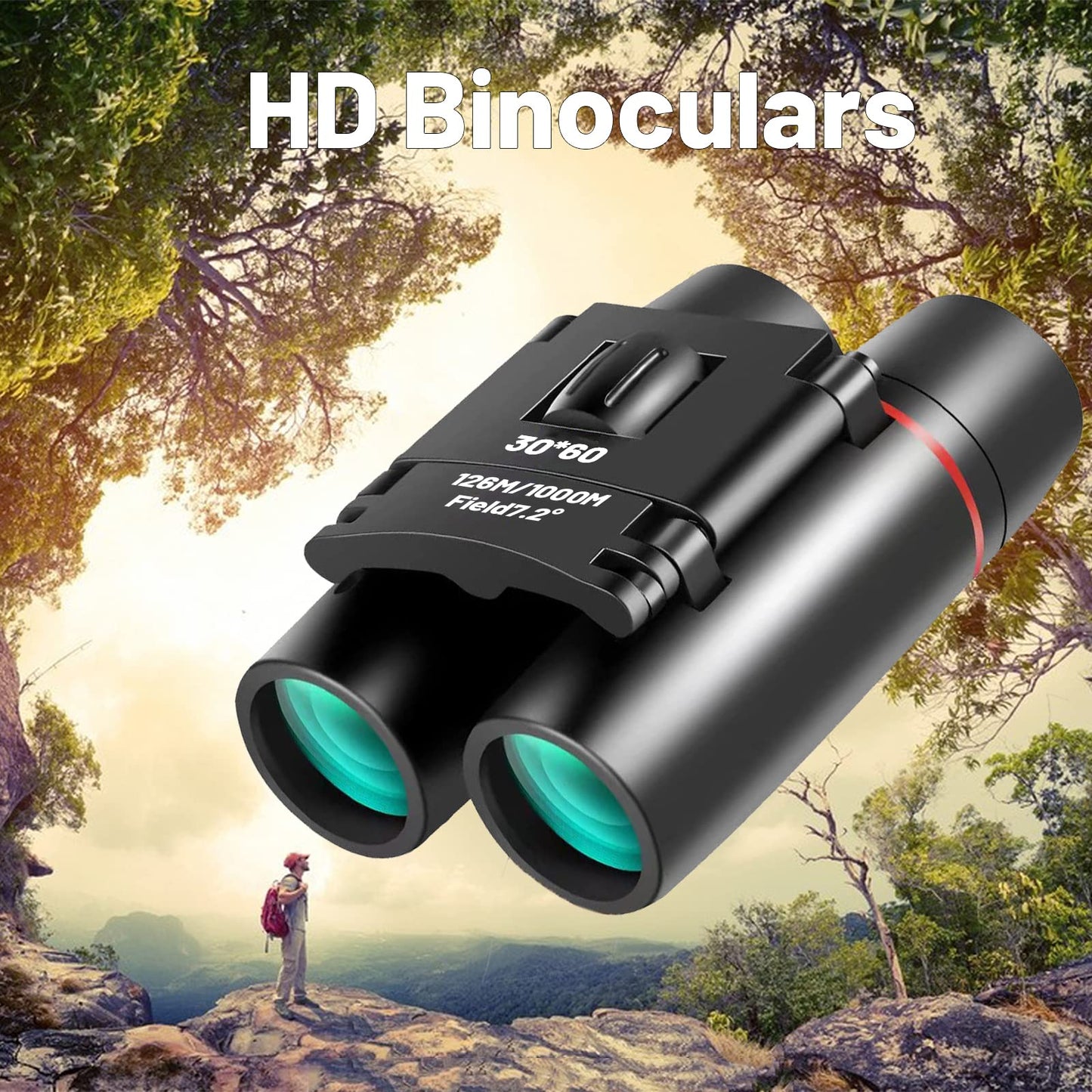 ZIYOUHU 30x60 Binoculars Small Compact Light Binoculars, Suitable for Adults and Children Bird Watching Travel Sightseeing, Waterproof Lightweight Small Binoculars, with Clear Low-Light Vision