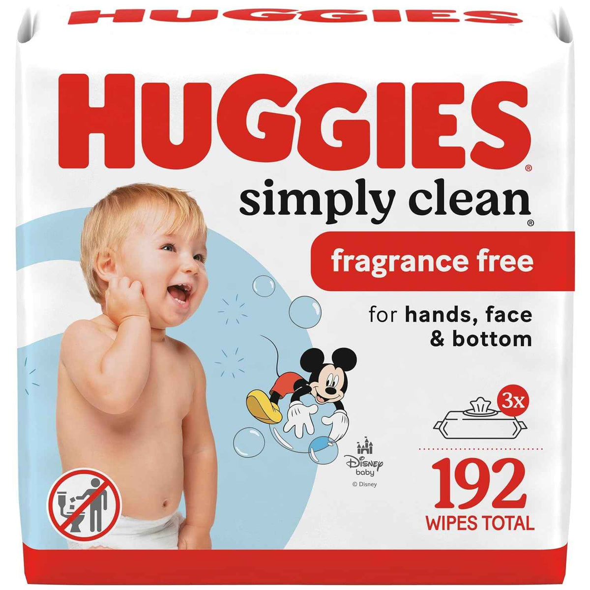 Huggies Simply Clean Baby Wipes, Unscented, 3 Packs, 192 Wipes