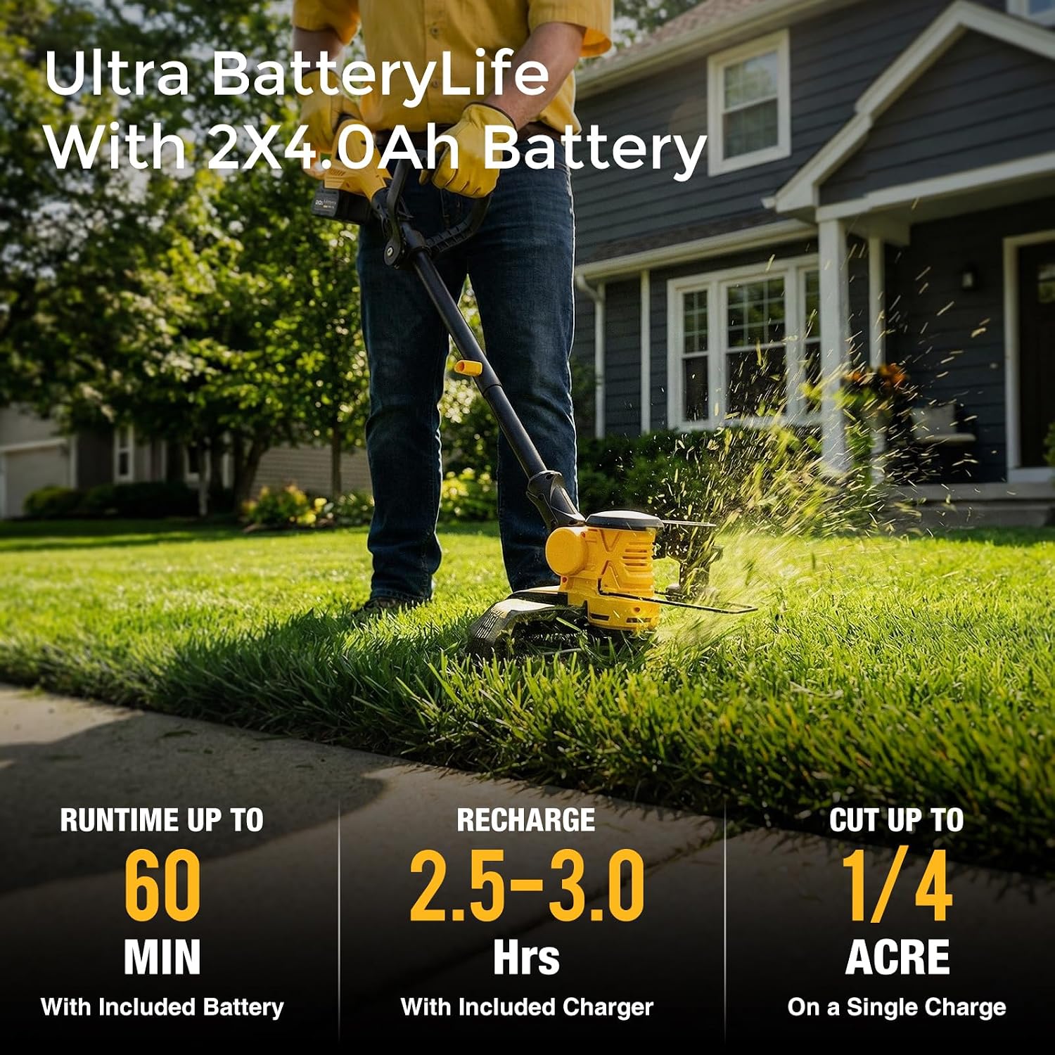 20V 12” 2-in-1 Cordless String Trimmer & Electric Lawn Edger