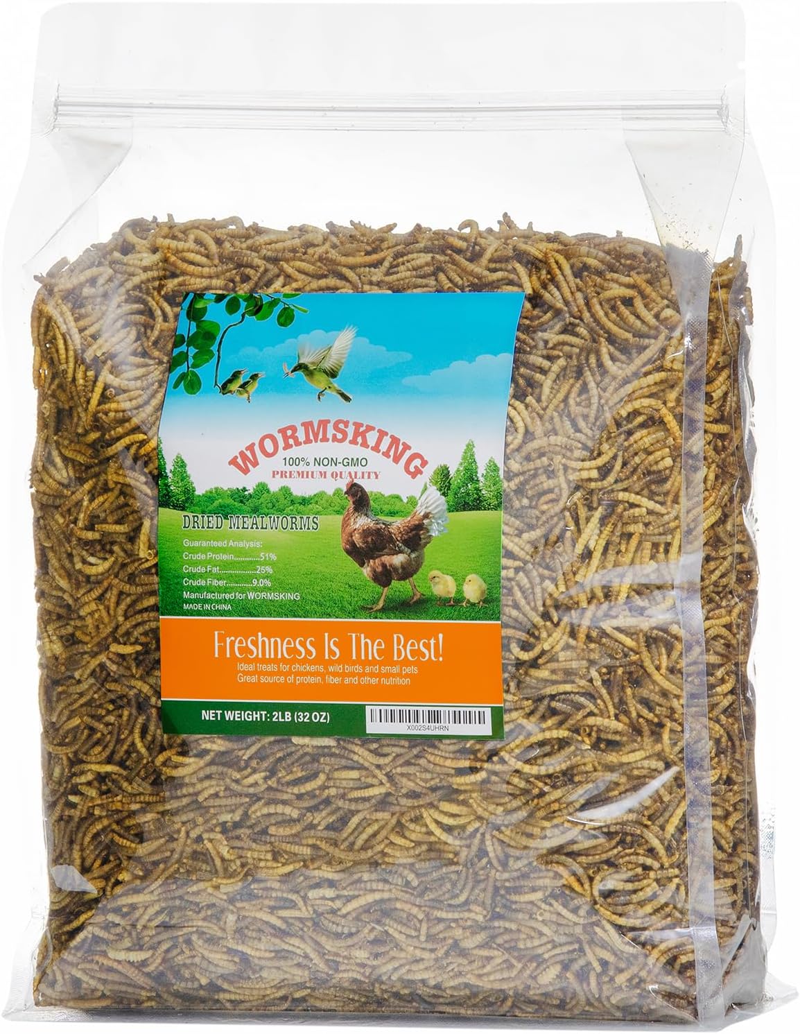 WORMSKING Dried Mealworms for Wild Birds and Chicken, 2LB