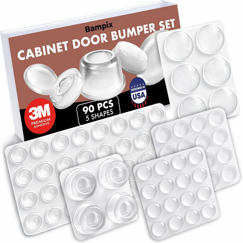Cabinet Door Bumpers, 90 Pack, Clear Self-Adhesive Silicone Furniture Pads