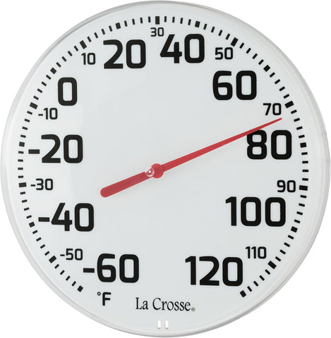La Crosse 104-1522 8" Round Analog Dial Thermometer, White