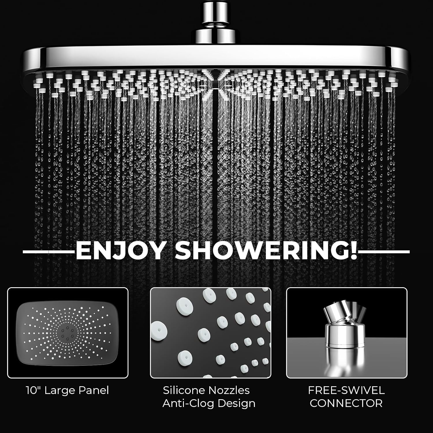 Chrome Rain Shower Head with Handheld Shower Head, 5 Spray Modes