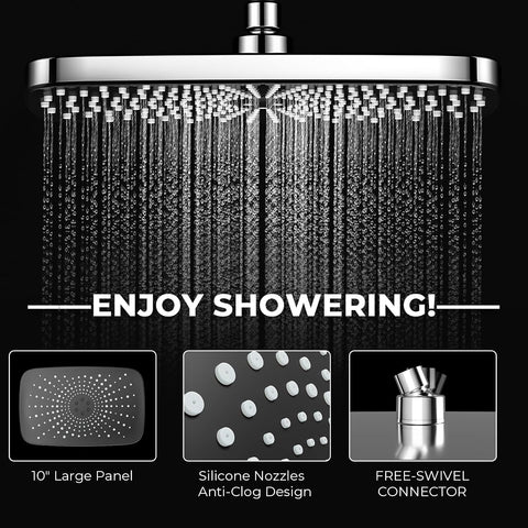 Chrome Rain Shower Head with Handheld Shower Head, 5 Spray Modes