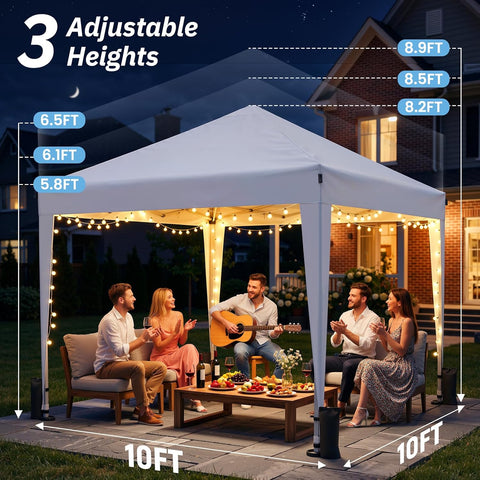 10x10 Pop Up Canopy Tent with 4 Sidewalls, Portable Outdoor Shelter