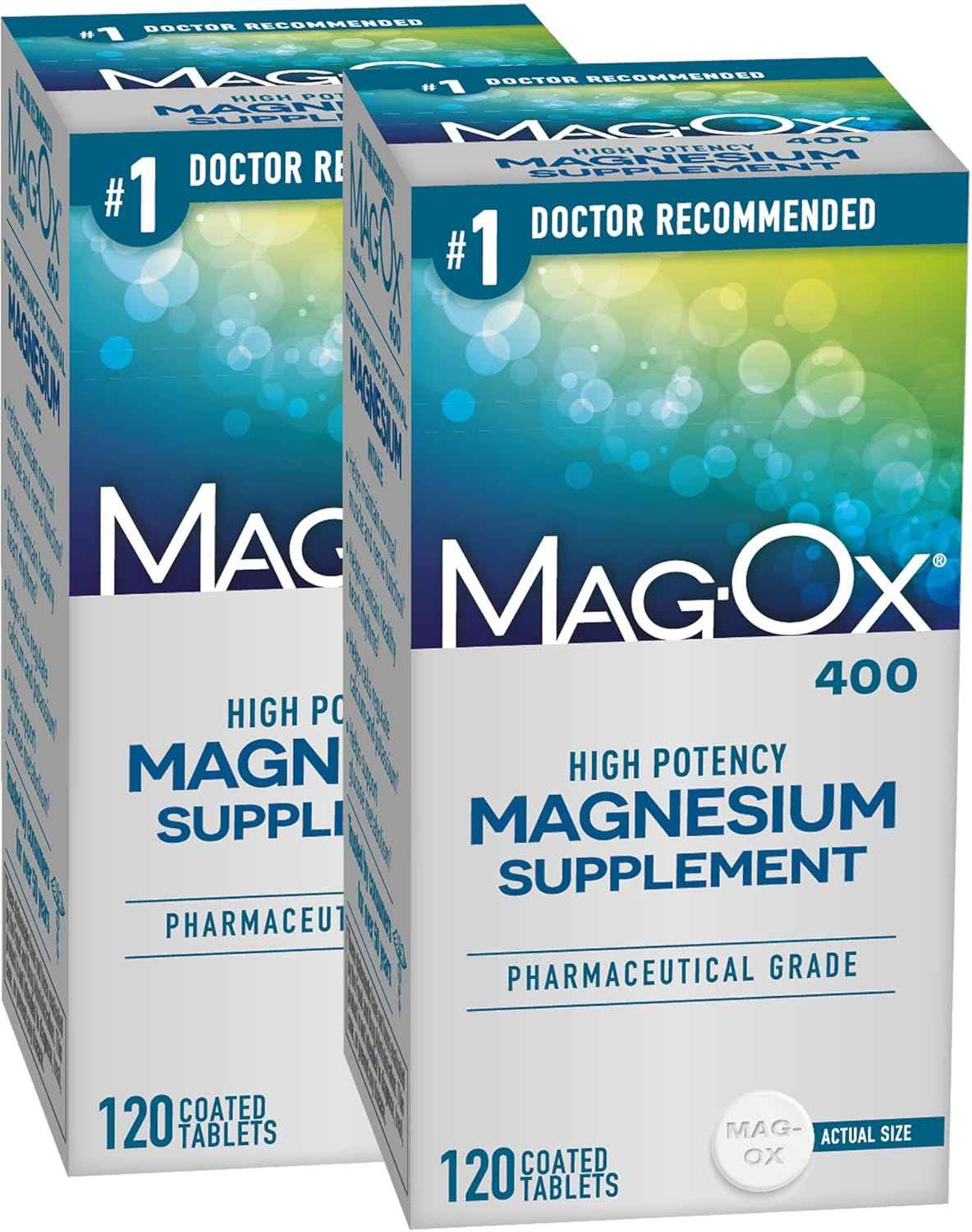 Mag-Ox High Potency Magnesium Supplement, Tablets, 120 Count, Pack of 2 | Pharmaceutical Grade Magnesium Oxide, 482 mg Per Dose, Magox 400 Magnesium