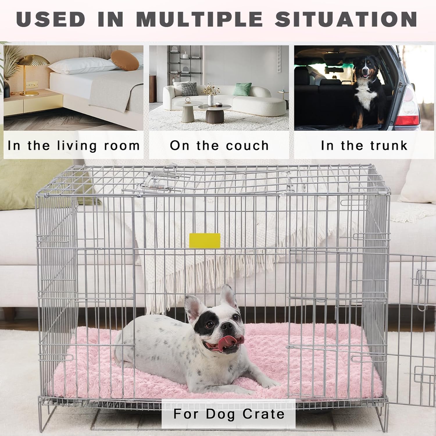Exsnugy Washable Dog Bed Mat Large Size Fluffy Pet Crate Pad 42x28 XL