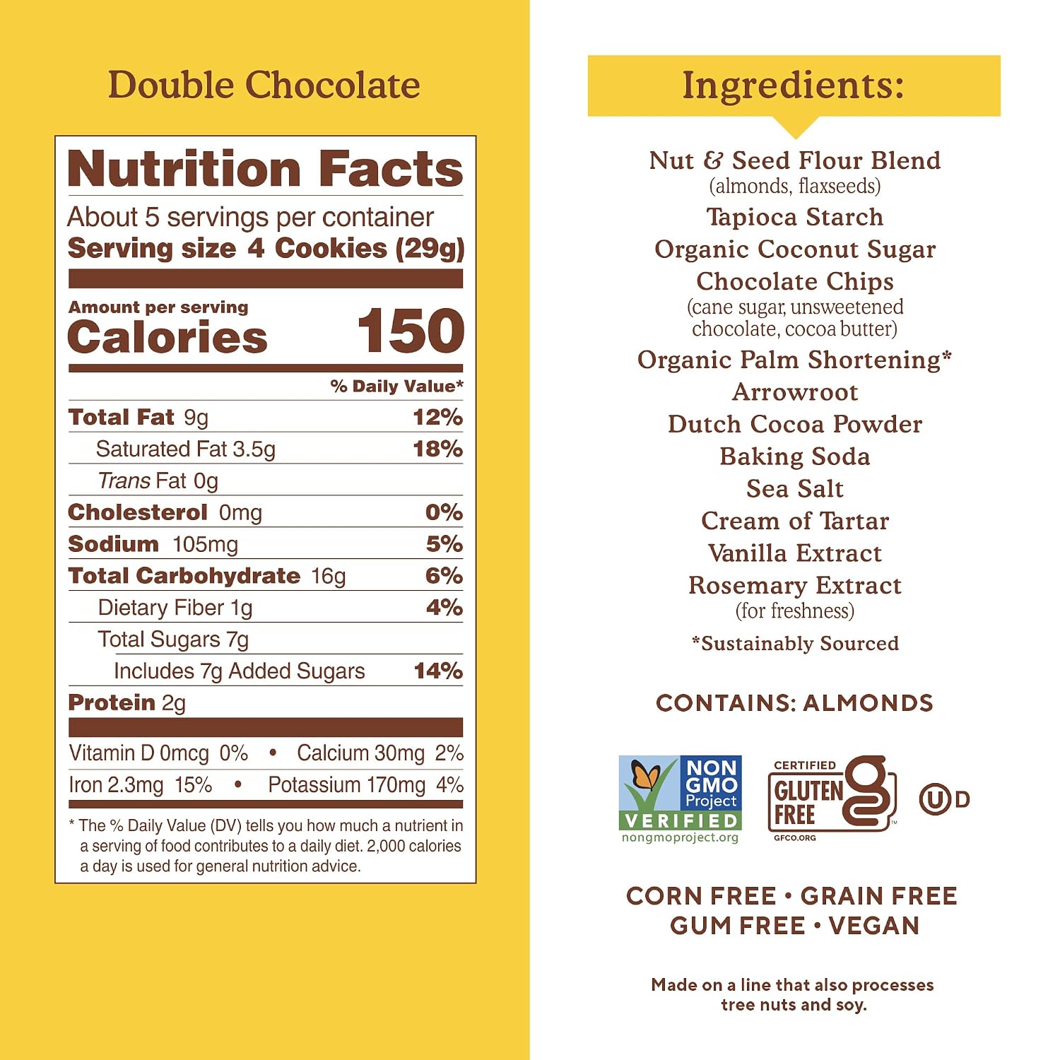 Simple Mills Almond Flour Double Chocolate Chip Cookies, Gluten Free and Delicious Crunchy Cookies, Organic Coconut Oil, 5.5 Ounce (Pack of 6)(Packaging May Vary)