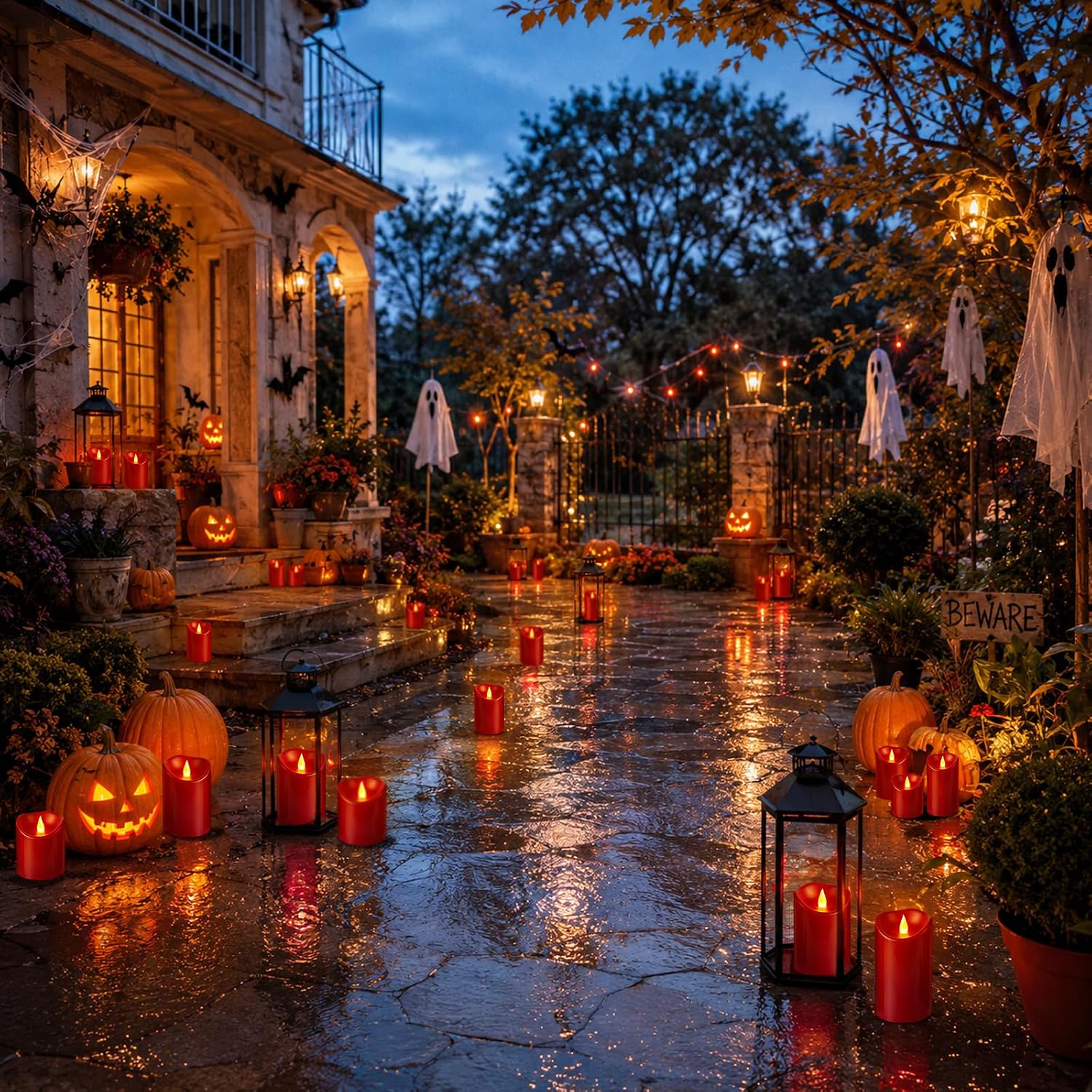 Flameless Candles 4" 5" 6" Set of 3 Outdoor Indoor Burgundy Pillars Battery Operated Flickering Candles with Cozy Climbing Flame Effect, 8-Key Remote Timer, Plastic LED Candles for Wedding Decor