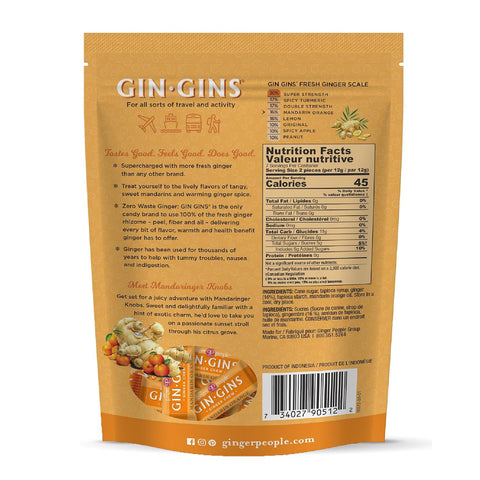 GIN GINS Mandarin Orange Ginger Chews – Natural Fresh Ginger Candy by The Ginger People – Individually Wrapped Healthy Candy – Mandarin Orange Flavor – 3 oz Bag – Pack of 1