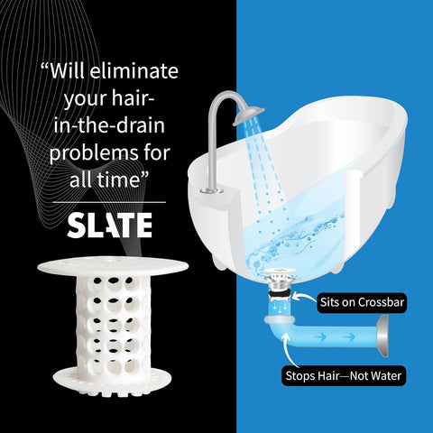 TubShroom Bathtub Drain Hair Catcher – In-Drain Tub Strainer & Clog Prevention Protector, Fits Standard 1.4”–1.75” Tub Drains, Easy Clean, Captures Human & Pet Hair out of Sight (White)