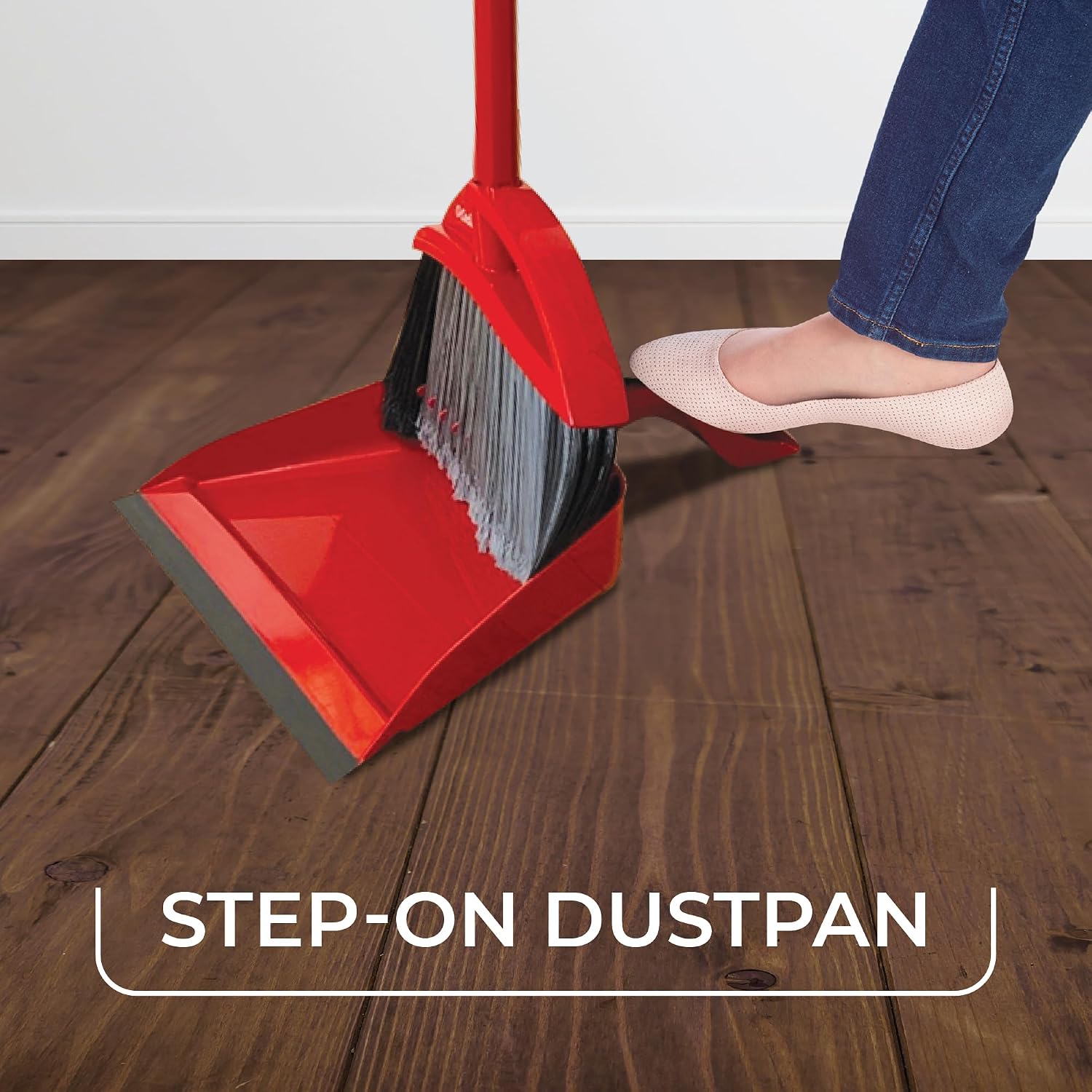 O-Cedar Pet Pro Broom with Step-On Dustpan | Removes Over 99% of Dust & Dirt in One Sweep | Removes 3X More Pet Hair | Quiet Cleaning Tool for Cat and Dog Owners
