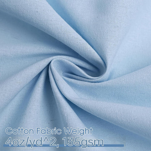 Lake Blue Cotton Fabric, Natural 100% Cotton Poplin Fabric by The Yard 59 Inches Wide Lining Fabric for Sewing Apparel Cloth Soft Embroidery Quilting, 2 Yard