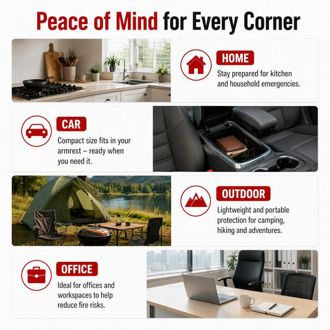 Small Fire Extinguisher for Home & Car – (2-Pack, 1.32lb Each) Portable ABC Chemical Powder Fire Extinguishing Spray | For Kitchen Grease, Electrical, Vehicle & Garage Fires, Easy to Use