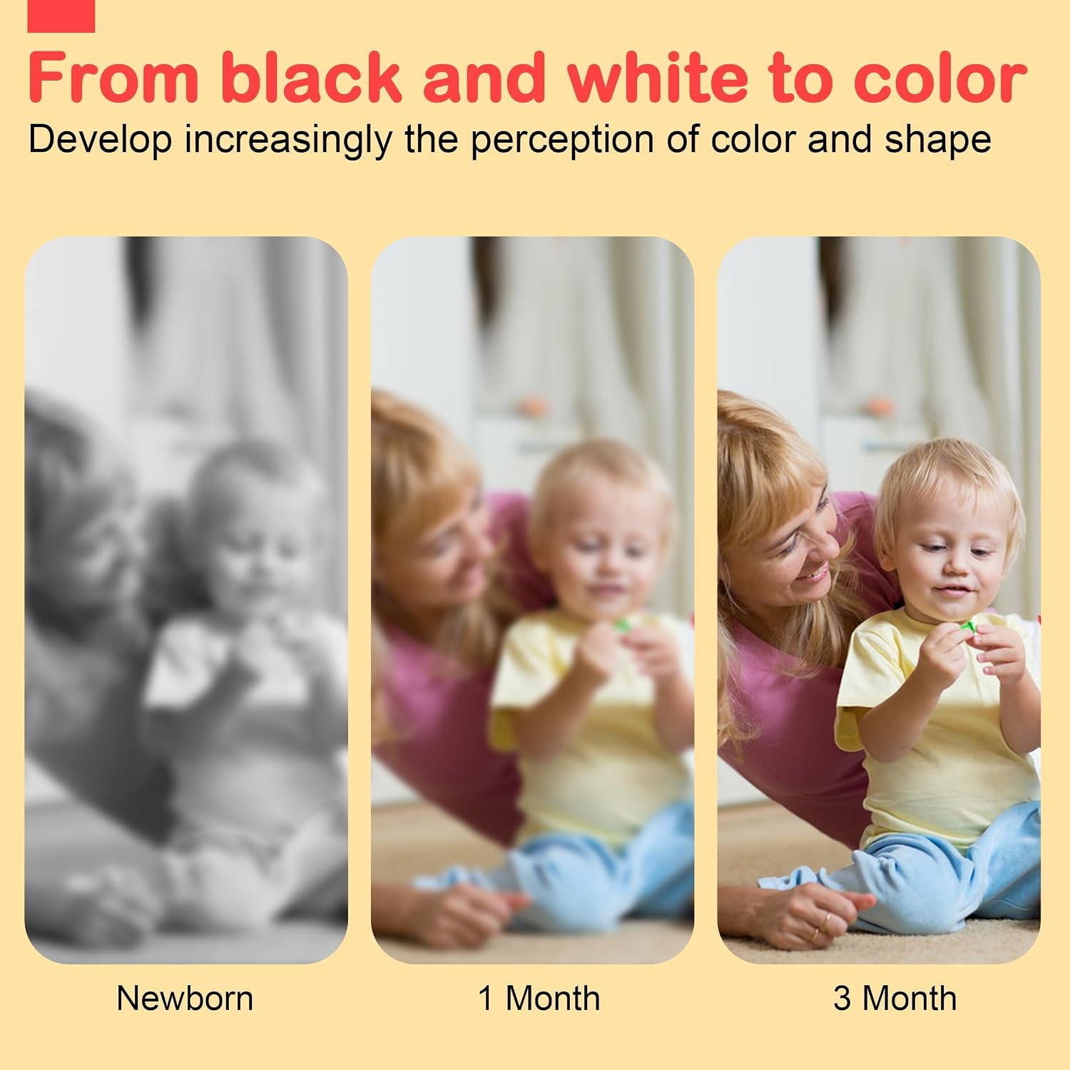 URMYWO Black and White Baby Toy, Tummy Time High Contrast Newborn Toys