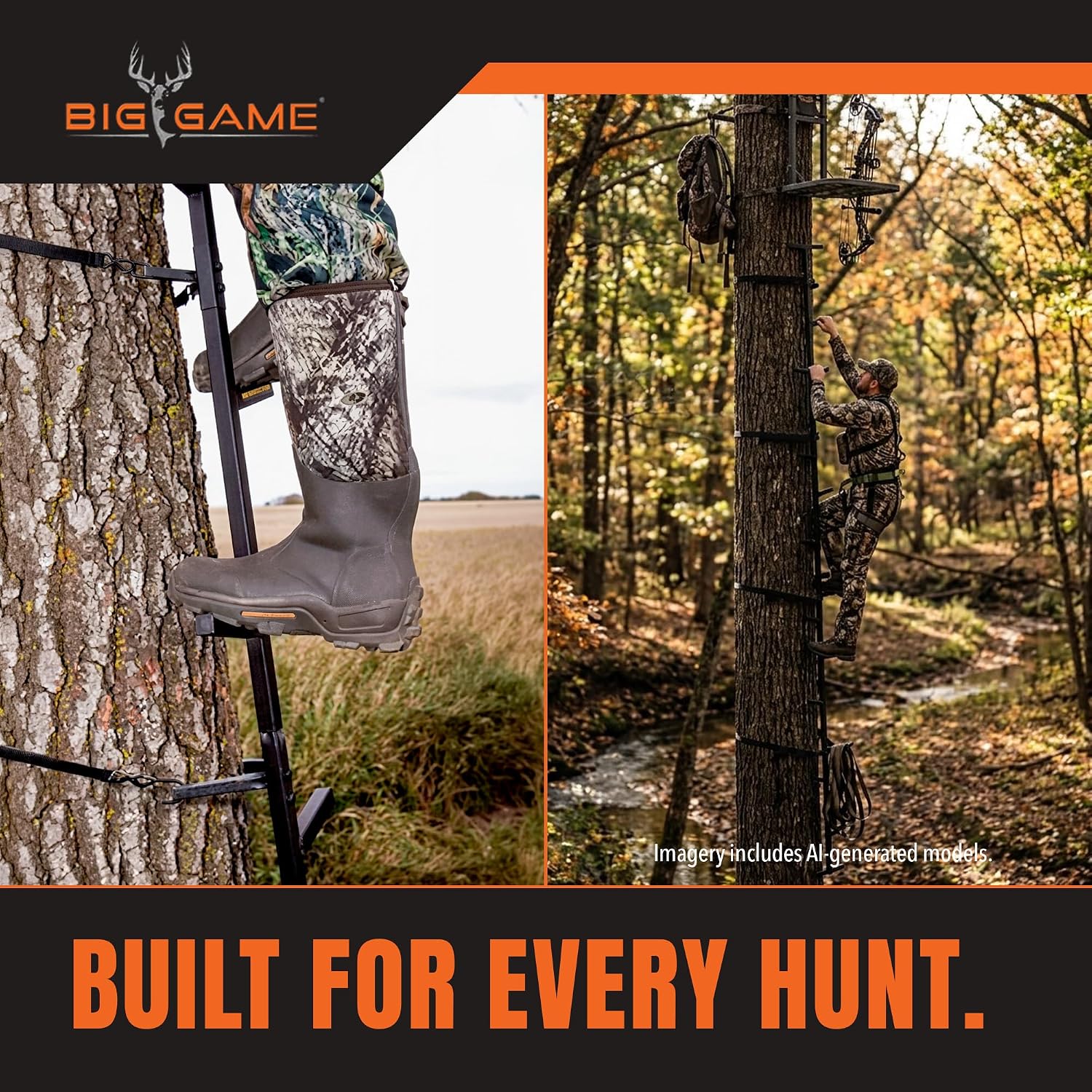 BIG GAME Climbing Ladder Sticks, Tree Stand and Hunting Gear System, 20’ Quick-Stick - Portable Safety Accessories and Equipment for Mobile Deer Hunters, Climbers, and Shooters