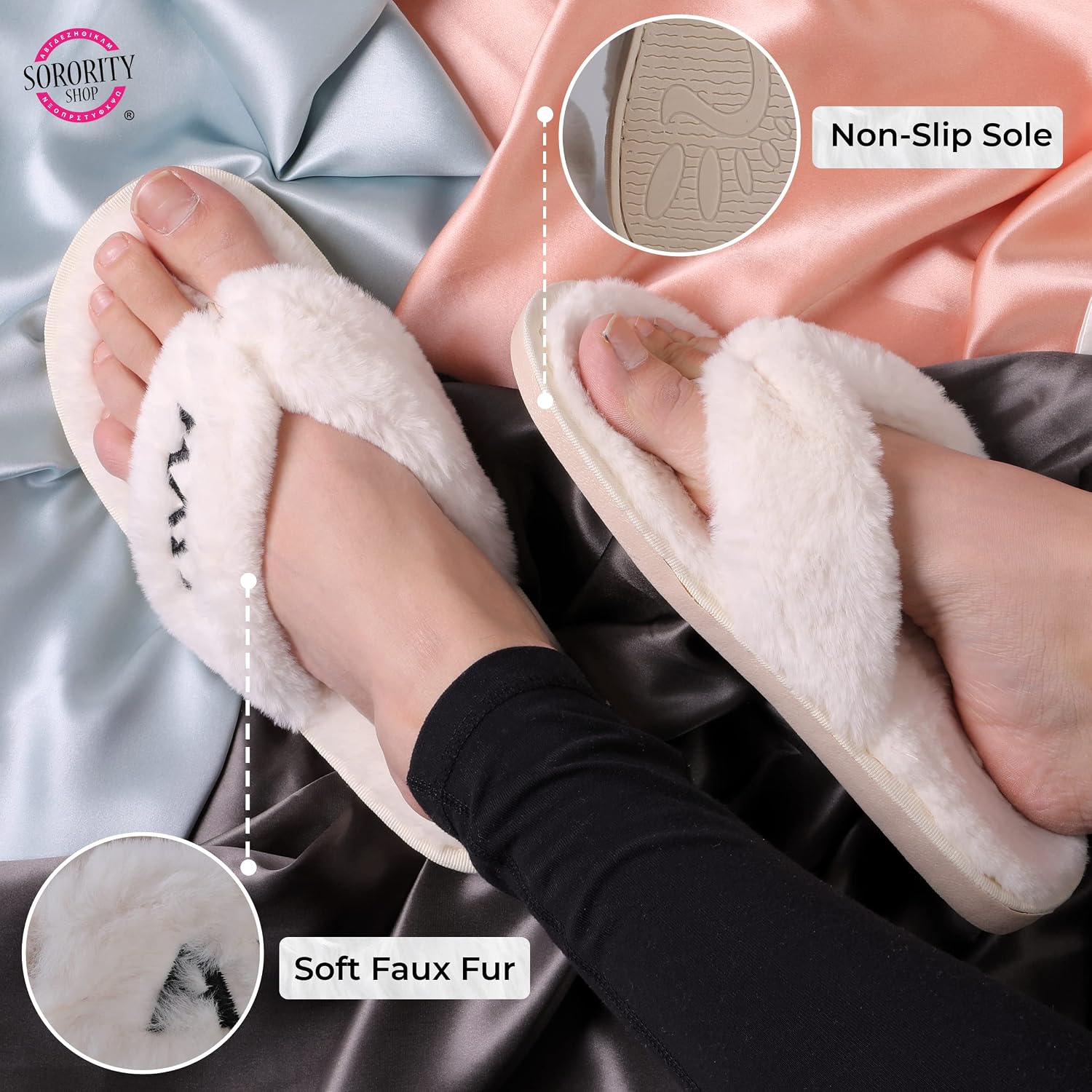 Sorority Shop Tri Delta Fuzzy Slippers Women