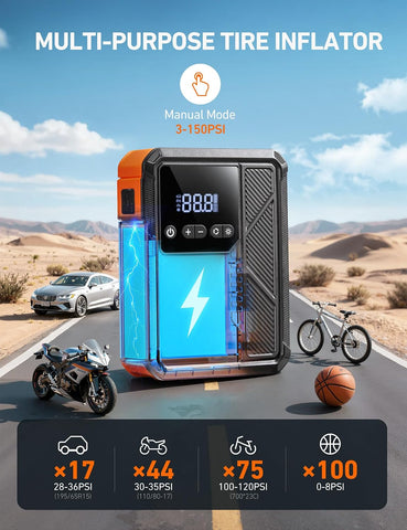 AstroAI 3000A Jump Starter with Air Compressor, 12V Jump Box